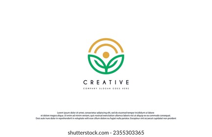 circle rounded with leaf for Creative Garden Plant Farm Innovation Idea Logo design