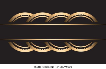 Circle Royal template, luxury abstract golden vintage. Abstract black and gold luxury background with golden and shiny lines.