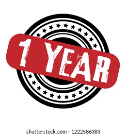circle rubber stamp with the text 1 year. 1 year rubber stamp, label, badge, logo,seal