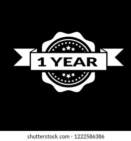 circle rubber stamp with the text 1 year. 1 year rubber stamp, label, badge, logo,seal