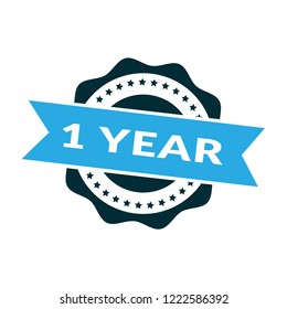 circle rubber stamp with the text 1 year. 1 year rubber stamp, label, badge, logo,seal