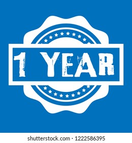 circle rubber stamp with the text 1 year. 1 year rubber stamp, label, badge, logo,seal