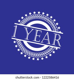 circle rubber stamp with the text 1 year. 1 year rubber stamp, label, badge, logo,seal