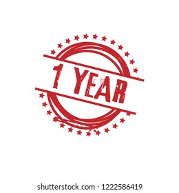 circle rubber stamp with the text 1 year. 1 year rubber stamp, label, badge, logo,seal