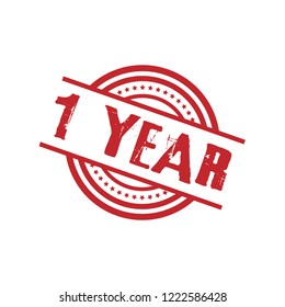 circle rubber stamp with the text 1 year. 1 year rubber stamp, label, badge, logo,seal