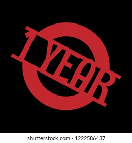 circle rubber stamp with the text 1 year. 1 year rubber stamp, label, badge, logo,seal