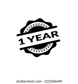 circle rubber stamp with the text 1 year. 1 year rubber stamp, label, badge, logo,seal