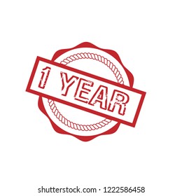 circle rubber stamp with the text 1 year. 1 year rubber stamp, label, badge, logo,seal