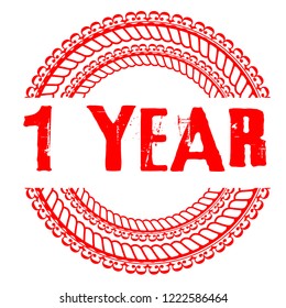 circle rubber stamp with the text 1 year. 1 year rubber stamp, label, badge, logo,seal