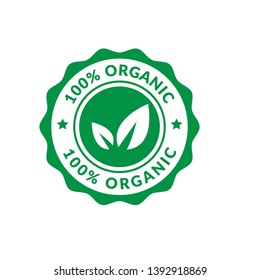 circle rubber stamp with the text 100% organic. 100% organic rubber stamp, label, badge, logo,seal. Designed for your web site design, logo, app, UI