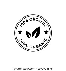 circle rubber stamp with the text 100% organic. 100% organic rubber stamp, label, badge, logo,seal. Designed for your web site design, logo, app, UI