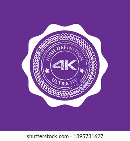 circle rubber stamp with the text 4K high definition. 4K rubber stamp, label, badge, logo,seal. Designed for your web site design, logo, app, UI.