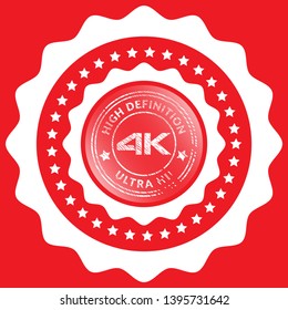 circle rubber stamp with the text 4K high definition. 4K rubber stamp, label, badge, logo,seal. Designed for your web site design, logo, app, UI.