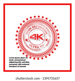 circle rubber stamp with the text 4K high definition. 4K rubber stamp, label, badge, logo,seal. Designed for your web site design, logo, app, UI.