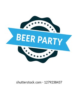 circle rubber stamp with the text beer party. beer party rubber stamp, label, badge, logo,seal. Designed for your web site design, logo, app, UI