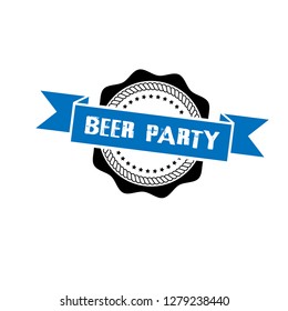 circle rubber stamp with the text beer party. beer party rubber stamp, label, badge, logo,seal. Designed for your web site design, logo, app, UI