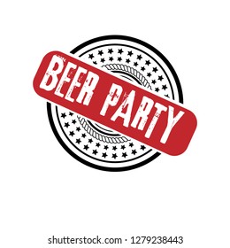 circle rubber stamp with the text beer party. beer party rubber stamp, label, badge, logo,seal. Designed for your web site design, logo, app, UI