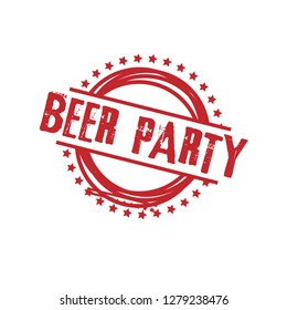 circle rubber stamp with the text beer party. beer party rubber stamp, label, badge, logo,seal. Designed for your web site design, logo, app, UI