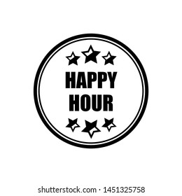 Circle Rubber Stamp With The Text Happy Hour. Happy Hour Rubber Stamp, Label, Badge, Logo,seal