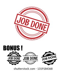 circle rubber stamp with the text job done. 