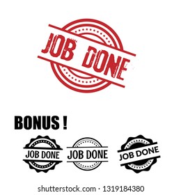 circle rubber stamp with the text job done.  