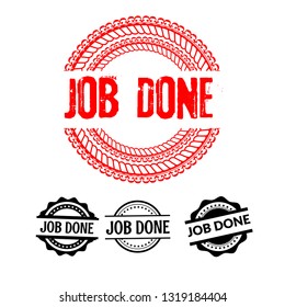 circle rubber stamp with the text job done. 