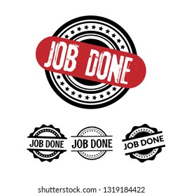 circle rubber stamp with the text job done. 