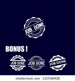 circle rubber stamp with the text job done. 