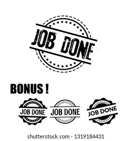 circle rubber stamp with the text job done. 