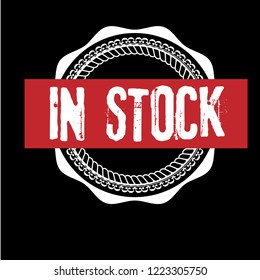 circle rubber stamp with the text in stock. in stock rubber stamp, label, badge, logo,seal