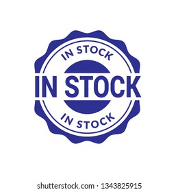 circle rubber stamp with the text in stock. in stock label, badge, sticker,seal