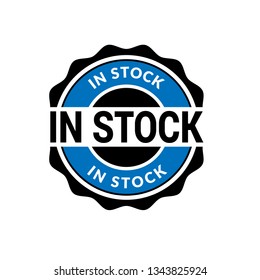 circle rubber stamp with the text in stock. in stock label, badge, sticker,seal