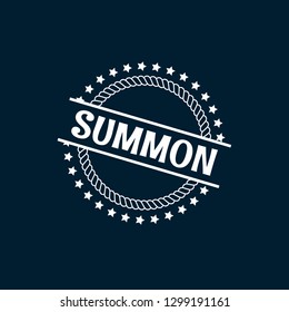 circle rubber stamp with the text summon. summon rubber stamp, label, badge, logo,seal. Designed for your web site design, logo, app, UI
