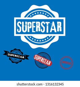 circle rubber stamp with the text superstar. superstar rubber stamp, label, badge, logo,seal. Designed for your web site design, logo, app, UI