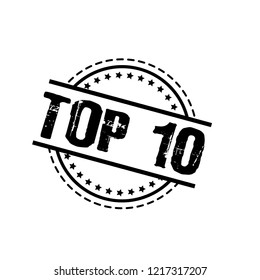 circle rubber stamp with the text TOP 10. TOP 10 rubber stamp