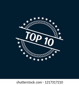 circle rubber stamp with the text TOP 10. TOP 10 rubber stamp