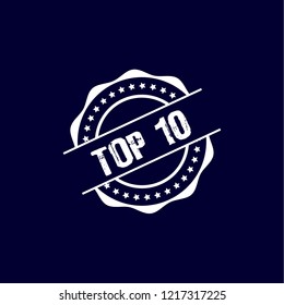 circle rubber stamp with the text TOP 10. TOP 10 rubber stamp