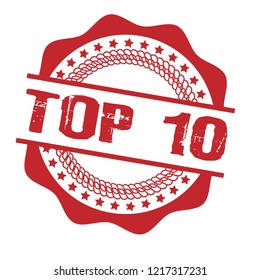 circle rubber stamp with the text TOP 10. TOP 10 rubber stamp