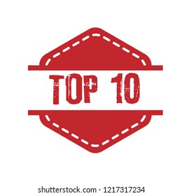 circle rubber stamp with the text TOP 10. TOP 10 rubber stamp