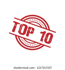 circle rubber stamp with the text TOP 10. TOP 10 rubber stamp
