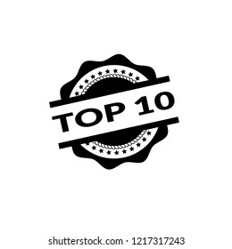 circle rubber stamp with the text TOP 10. TOP 10 rubber stamp