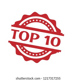 circle rubber stamp with the text TOP 10. TOP 10 rubber stamp