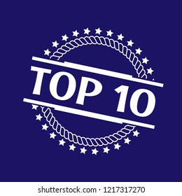 circle rubber stamp with the text TOP 10. TOP 10 rubber stamp