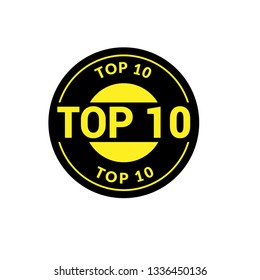 circle rubber stamp with the text TOP 10 .TOP 10 feedback rubber stamp, label, badge, logo,seal. Designed for your web site design, logo, app, UI