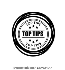 circle rubber stamp with the text top tips. top tips rubber stamp, label, badge, logo,seal. Designed for your web site design, logo, app, UI