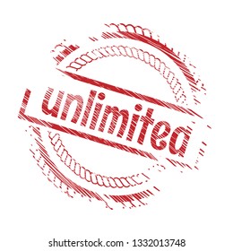 circle rubber stamp with the text unlimited. unlimited rubber stamp, label, badge, logo,seal. Designed for your web site design, logo, app, UI