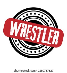 circle rubber stamp with the text wrestler. wrestler rubber stamp, label, badge, logo,seal. Designed for your web site design, logo, app, UI