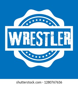 circle rubber stamp with the text wrestler. wrestler rubber stamp, label, badge, logo,seal. Designed for your web site design, logo, app, UI
