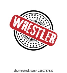 circle rubber stamp with the text wrestler. wrestler rubber stamp, label, badge, logo,seal. Designed for your web site design, logo, app, UI