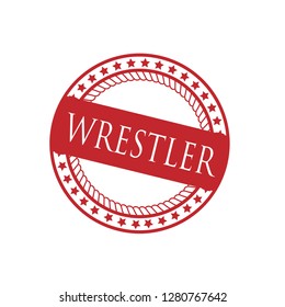 circle rubber stamp with the text wrestler. wrestler rubber stamp, label, badge, logo,seal. Designed for your web site design, logo, app, UI
